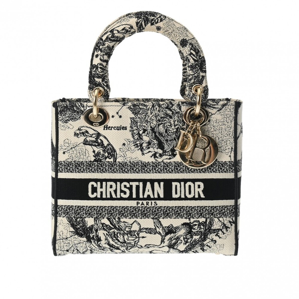 CHRISTIAN DIOR Lady Lite White Black Toile de Jouy Handbag